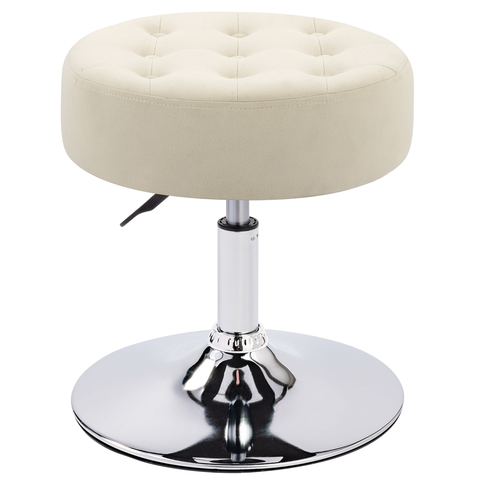 Furniliving Velvet Vanity Chair Modern Ottoman Round Backless Adjustable Makeup Stool , Beige