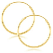 JULIETTE COLLECTION 14k Yellow Gold Women's Endless Tube Hoop Earrings 1mm Thick x 18mm Diameter