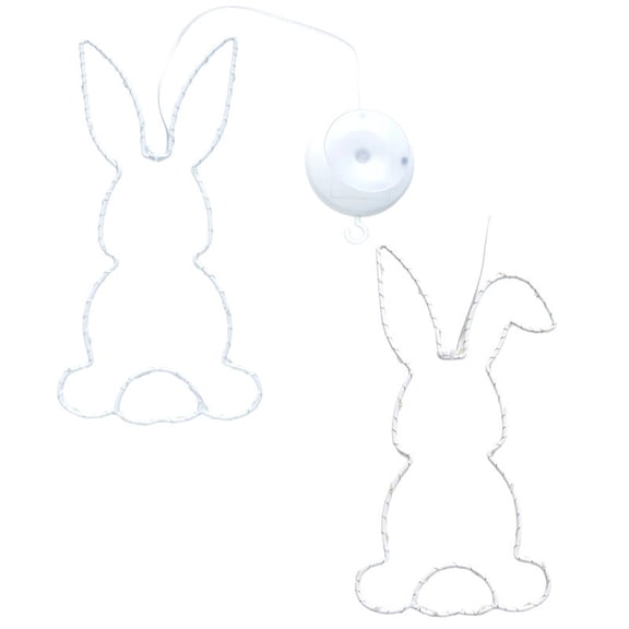 CQCYD 2Pcs Easter Bunny LED Window Light, Easter Decoration With Timer Battery Operated Warm White Lights For Indoor Outdoor Window Door Wall Hanging Spring Holiday Home Decor