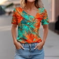 thumbnail image 2 of Tnhcen "Women's Stylish Asymmetrical V-Neck Printed Button Blouses | Short Sleeve Tops S-3XL | Casual Summer Fashion Essentials", 2 of 5
