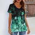 thumbnail image 2 of Camiseta de verano para mujer, pantalón corto informal, manga corta, Color degradado, estampado Floral, cuello en V, camiseta para mujer, 2 of 5