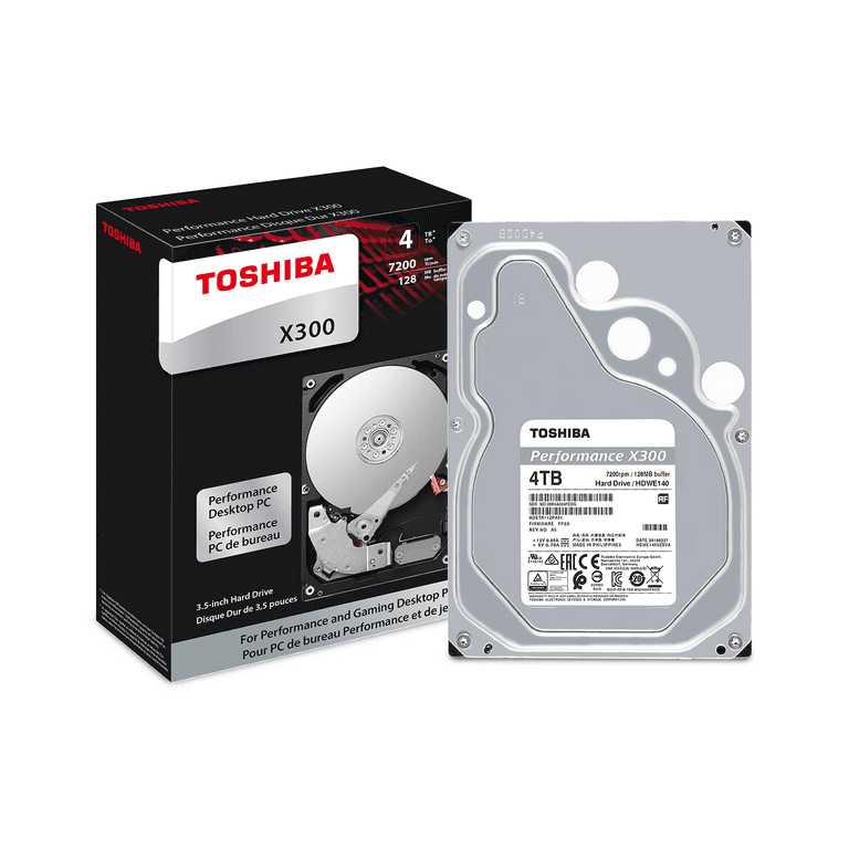 Toshiba X300 4TB Performance & Gaming Internal Hard Drive 7200 RPM SATA  6Gb/s 128 MB Cache 3.5 inch - HDWE140XZSTA