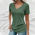 thumbnail image 5 of Womens V Neck T Shirts, Short Sleeve Shirts for Women Summer Casual Vintage Solid Color Slim Fit Ribbed Tees Tops S-XL, 5 of 5
