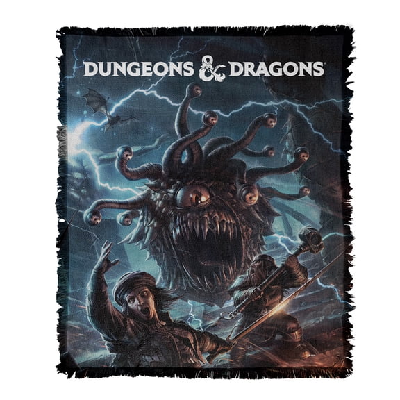 Dungeons & Dragons Blanket, 50'x60' Monster Manual Art Woven Tapestry Cotton Blend Fringed Throw