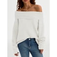 thumbnail image 2 of Jersey LILLUSORY para mujer con hombros descubiertos, de gran tamaño, blanco, 2 of 6
