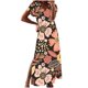 thumbnail image 1 of Vestido largo de playa con cuello redondo y manga corta con estampado floral sexy informal a la moda para mujer Pompotops ghjkhdj15395, 1 of 4