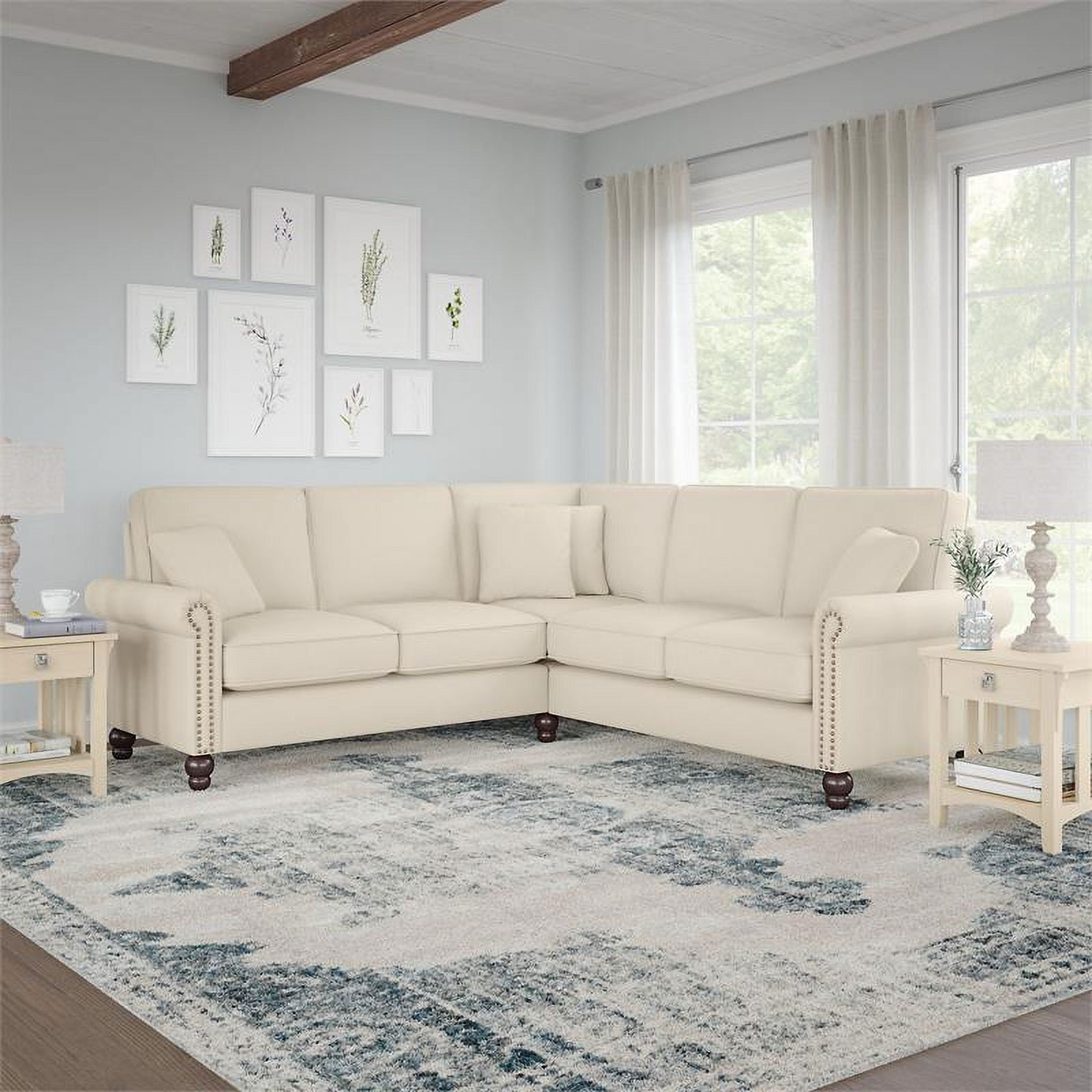 Hooker Furniture Larrabee Curved Sectional, Cream, Living Room Seating Sectional Sofas