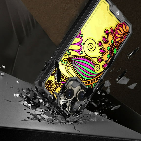 For iPhone 13 Pro Max METKASE Premium RANK Design Fused Hybrid in Slide-Out Package - Antique Flower