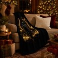 thumbnail image 3 of Mystical Golden Moonlit Black Cat Butterflies Halloween, Mystical Pet Portrait Pattern, Warm Flannel Blanket for Living Room and Bedroom, Cat Lovers Just Because Gift, Pet Lover Home Decor, 3 of 9
