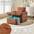 thumbnail image 3 of Multifunctional Chaise Lounge Chair Indoor with Storage, Comfy Chenille Upholstered Lazy Sleeper Sofa with Phone Holder and Side Pockets for Living Room, 3 of 9