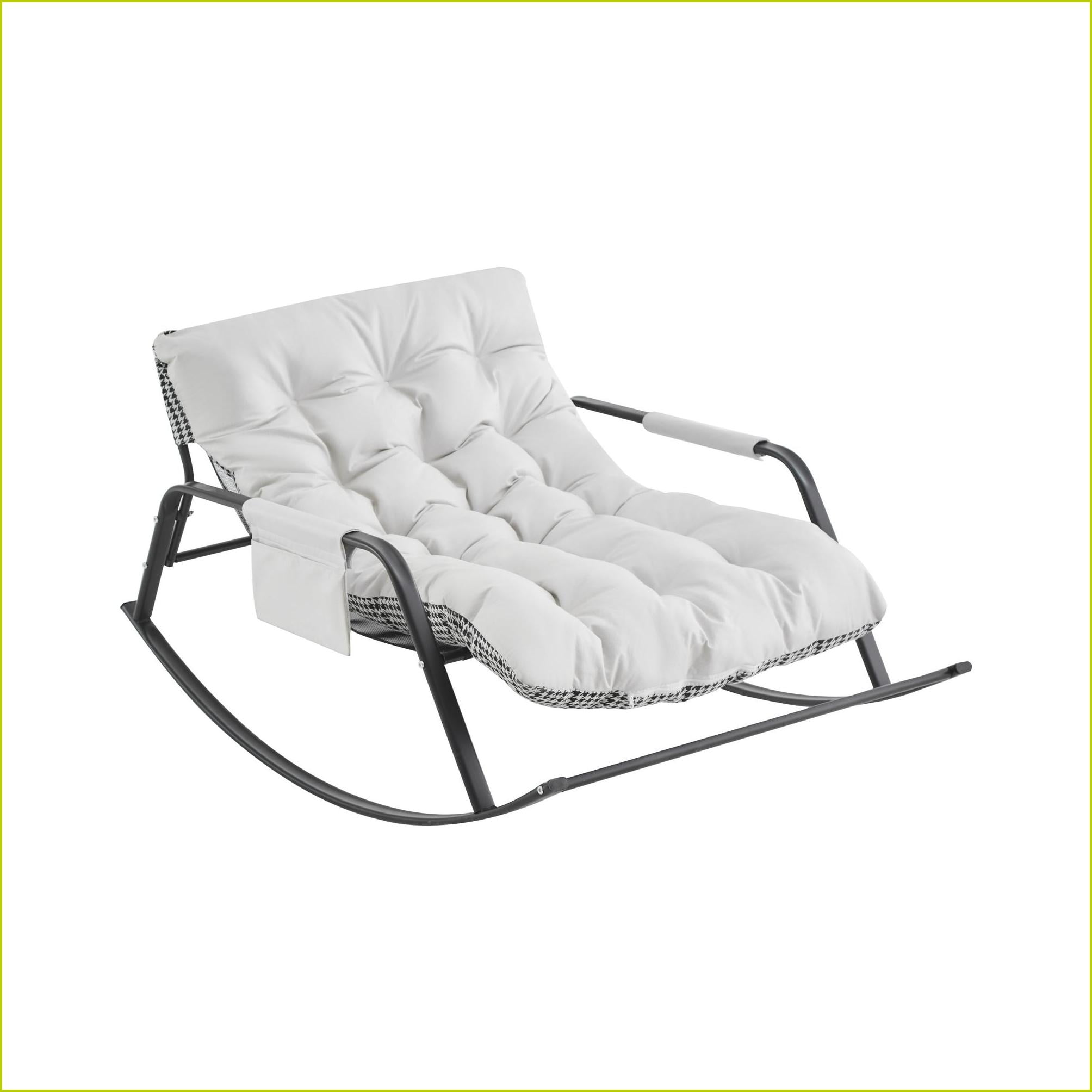 Rocking Chair Dark Gray Accent with Footrest & Side Pocket | Rubber Wood Legs | Casual, Foam