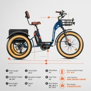 Addmotor Electric Trike for Adults, 1000W Mid-Drive Electric Trike, 160NM Torque, 85Miles, 48V 20Ah Etrike, GRANDTAN TURBO Electric Tricycle, 450LBS, 3 Wheel Electric Bike, Parking Brake, Differential