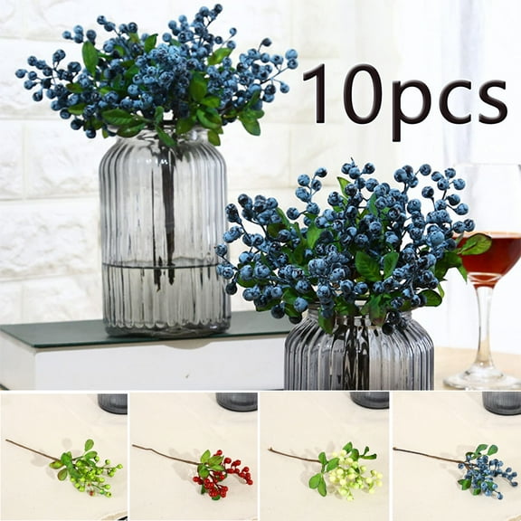 LINASHI 10pcs/set Artificial Flowers Berries Blueberry Fruit Fake Silk Flowers Home Decorative Party Wedding