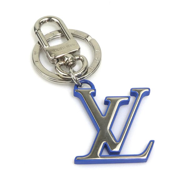 Pre-Owned Louis Vuitton Charm Key Ring, Porte-Cls, LV Chromatic Metal, Silver/Blue,... (Good)