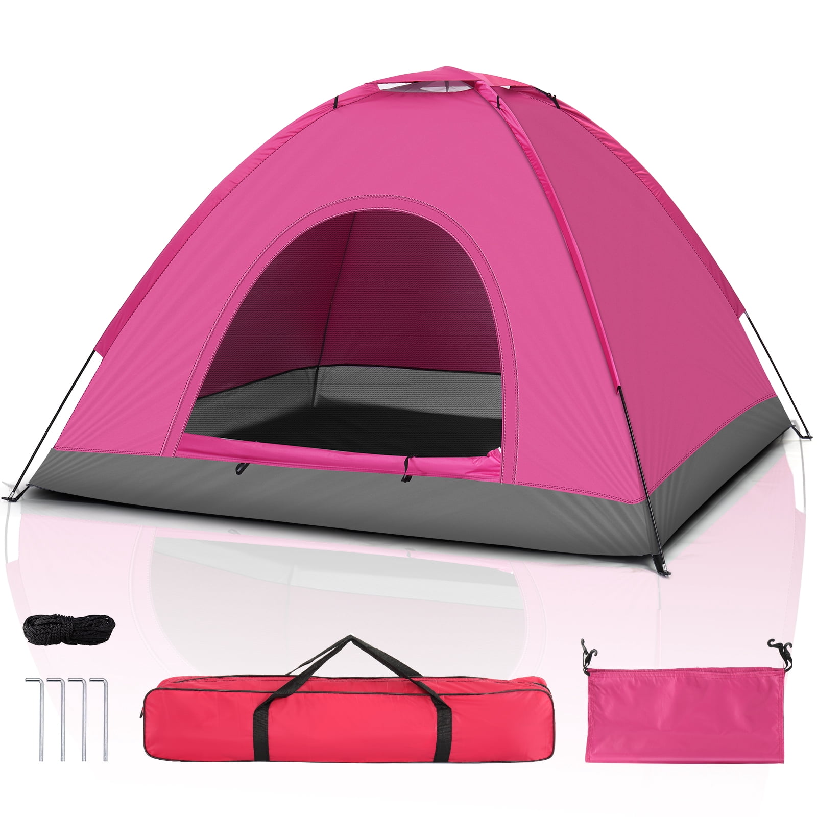 Ktaxon 3-4 Person Light Pink Dome Tent, Waterproof Outdoor Camping Family Tent