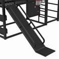 thumbnail image 5 of Bellemave Metal Bunk Bed with Slide, Twin Over Twin Bunk Bed with Basketball Hoop, Pull-up Rings and Climbing Wall, Twin Size Loft Frame with Bookcase & Under-Bed Space, Black, 5 of 9