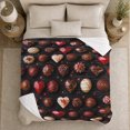 thumbnail image 5 of Chocolate Hearts and Truffles on Black, Romantic Dessert Style for Chocolate Lovers, Rich Candy Assortment and Anniversary Gift, Soft Flannel Blanket for Bedroom and Guest Room, Home Decor, 5 of 9