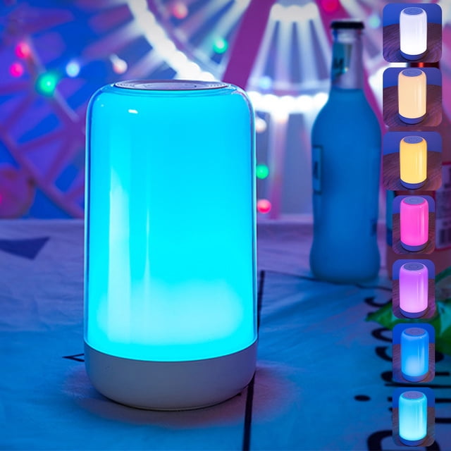 Xihbxyly Luz Nocturna Recargable, Altavoz Bluetooth Multifuncional, Opciones de Modo de Color, Diseño Portátil, Ideal para Dormitorio, Fiesta, Relajación, Tamaño 18,7 X 10,6 X 10,6 Cm
