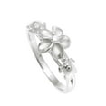 thumbnail image 2 of Sterling silver 925 Hawaiian plumeria flower cz 2 turtle ring rhodium plated size 10, 2 of 4
