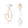 thumbnail image 5 of Linawe Heart Earrings for Women Trendy, Rose Gold Hypoallergenic Stainless Steel Asymmetrical White Dangle Drop Earrings, Preppy Y2K Jewelry Anniversary Birthday Gift for Her, 5 of 6