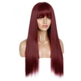 thumbnail image 3 of human hair mechanism straight fashion lady hair red rose wig net long wig, 3 of 9