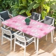 thumbnail image 2 of Pink White Bow Table Cloths for 4 Foot Rectangle Tables, Modern Art Watercolor Bowknot Patio Waterproof Elastic Fitted Tablecloths, Washable Rectangular Table Cover for Camping, 2 of 8