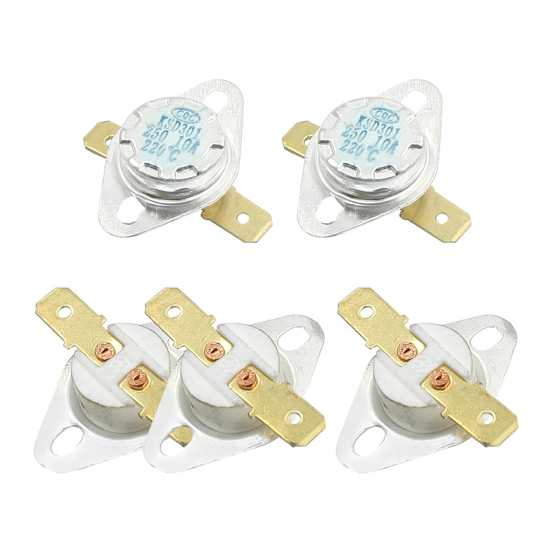 5 Pcs KSD301 Ceramic Temperature Temp Switch Thermostat 220C NC 10A