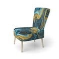 thumbnail image 3 of Designart "Golden Rivers in Agate Ripple IX" Blue Agate Upholstered Accent Chair - Modern Arm Chair For Bedroom, 3 of 5