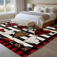 thumbnail image 4 of 5x8 Area Rugs for Living Room, Valentine's Day Non Slip Area Rugs for Kitchen Bedroom Entryway, Black Red Strip Love Hearts Plaid Washable Carpet Runner Rug Floor Mats for Bedroom Home Decor, 4 of 8