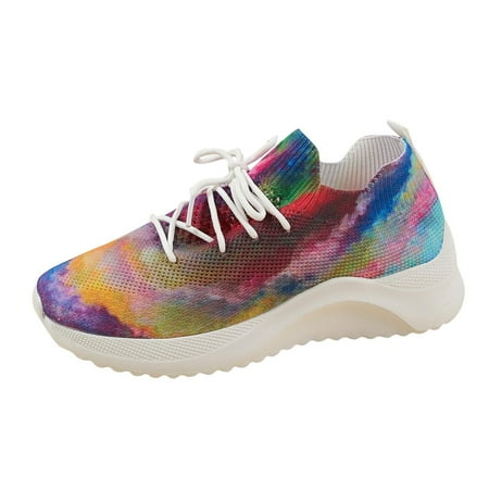 

ZIZOCWA Jordans For Women Internationalist Women Sneaker Leisure Women S Lace Up Tie Dye Travel Soft Sole Comfortable Shoes Outdoor Mesh Shoes Runing Fashion Sports Breathable Grill Shoes