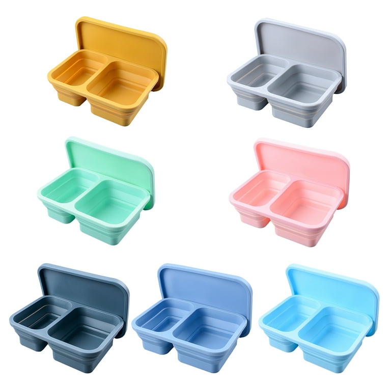 Asdomo Food Box Lunch Container Squares 2 Compartments Collapsible Silicone Snack  Containers With Lids 