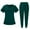 A003-Dark Green, variant on SAATLERI Scrubs for Women Set Stretchy Breathable Jogger Pants & V-Neck Top Nursing Medical Uniforms Workwear