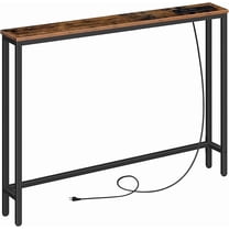 HOOBRO 39.4" Skinny Console Table with Power Outlet, 5.9" Behind Couch Table with Charging Station, Narrow Sofa Table, Long and Thin Table for Entryway, Living Room, Rustic Brown BF51UXG01