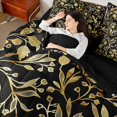 thumbnail image 4 of jejeloiu Gold Leaves 7-Piece Twin Bedding Sets,Modern Aesthetic Design Bedding Comforter Set For Adults Reversible, 4 of 8
