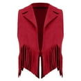 thumbnail image 7 of Bovxnpu Girls Tops Sleeveless Waistcoat Cardigans, Girls Suede Fringe Vest Sleeveless Boho Tassels Cropped Jacket Cardigan 11 Years, 7 of 7