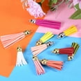 thumbnail image 4 of Uxcell 30Pack 1.5" Leather Tassels Keychain Charm with Gold Cap for DIY, Red, 4 of 6