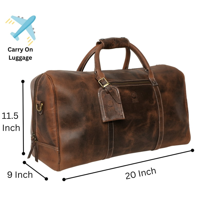 Leather Duffel Bags for Men - Holdall Airplane Underseat Carry on Luggage by Rustic Town