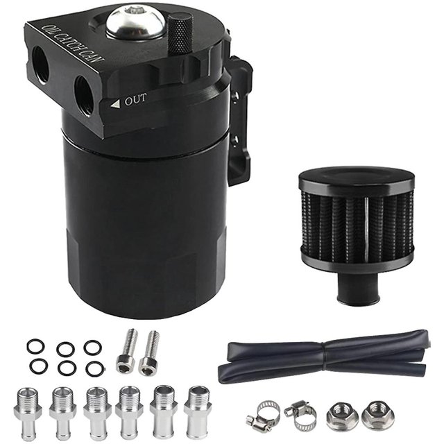 Black Car Universal 300ml Oil Breathable Can Engine Air Separator With Vent Hole Engine Air Oil Separator