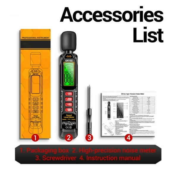 GN102 Mini decibel meter HD screen display DB noise meter 30-130dB sound tester