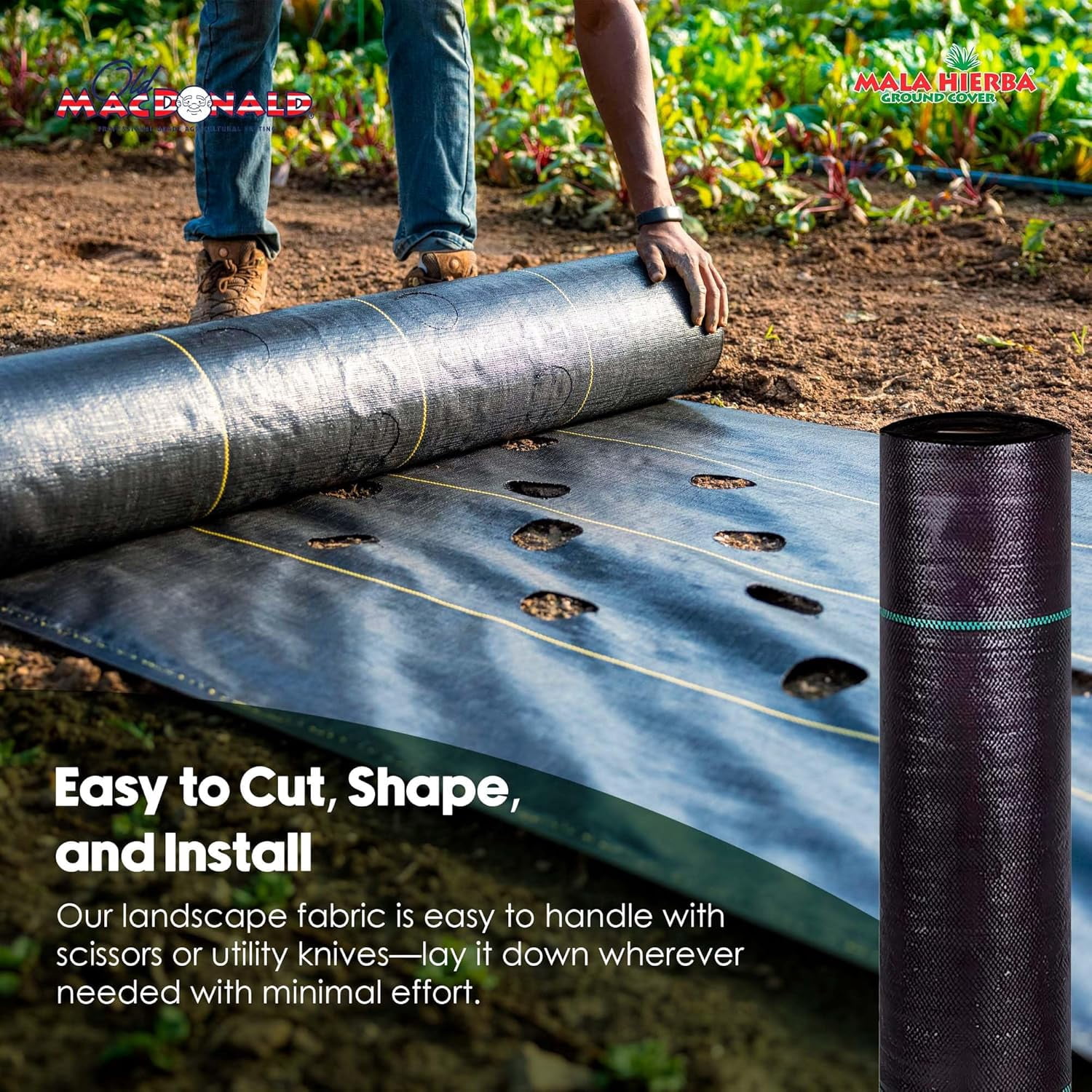 12ft x 300ft (3.66m x 91.44m) Professional Grade Ground Cover Heavy Duty 3.2OZ Weed Barrier Woven Control Fabric Geotextile Fabric for Landscaping Folded