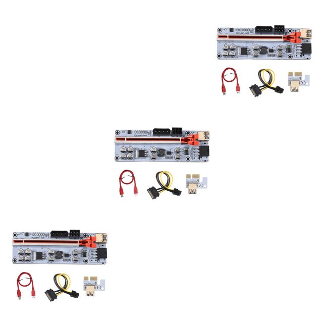 Decodeary PCI-E 1x to 16x Adapter 6pin Power Port PCI- Extender Miner Equipment Red 3Set