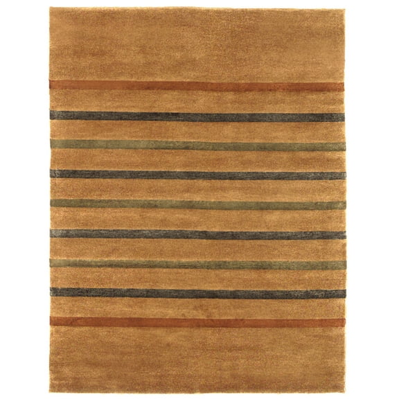 Feizy Sausalito Transitional Stripes, Brown/Green/Blue, 8' x 11' Area Rug Sheen Handmade Casual Geometric Design Carpet for Living Dining Bed Room