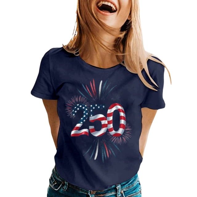 VJATTWR Hauts à Manches Courtes pour Femmes Graphique Commémoratif Décontracté Col Rond T-Shirt Manches Courtes pour Célébration d'Anniversaire Coupe Décontractée Usage Quotidien TTG
