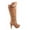 Tan, variant on Women's Quilted Round Toe High Heel Platform Mid-Calf Knee High Boots Shoes