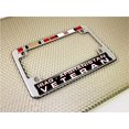 thumbnail image 3 of Motorcycle Domed Custom-Made Personalized Metal License Plate Frame Frame with Iraq Afghanistan Veteran & Ribbons Design- Chrome, 3 of 7