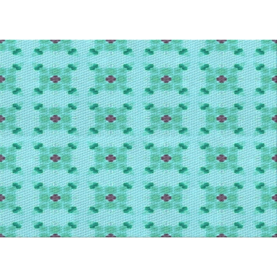 Ahgly Company Indoor Rectangle Patterned Turquoise Green Area Rugs, 7' x 9'