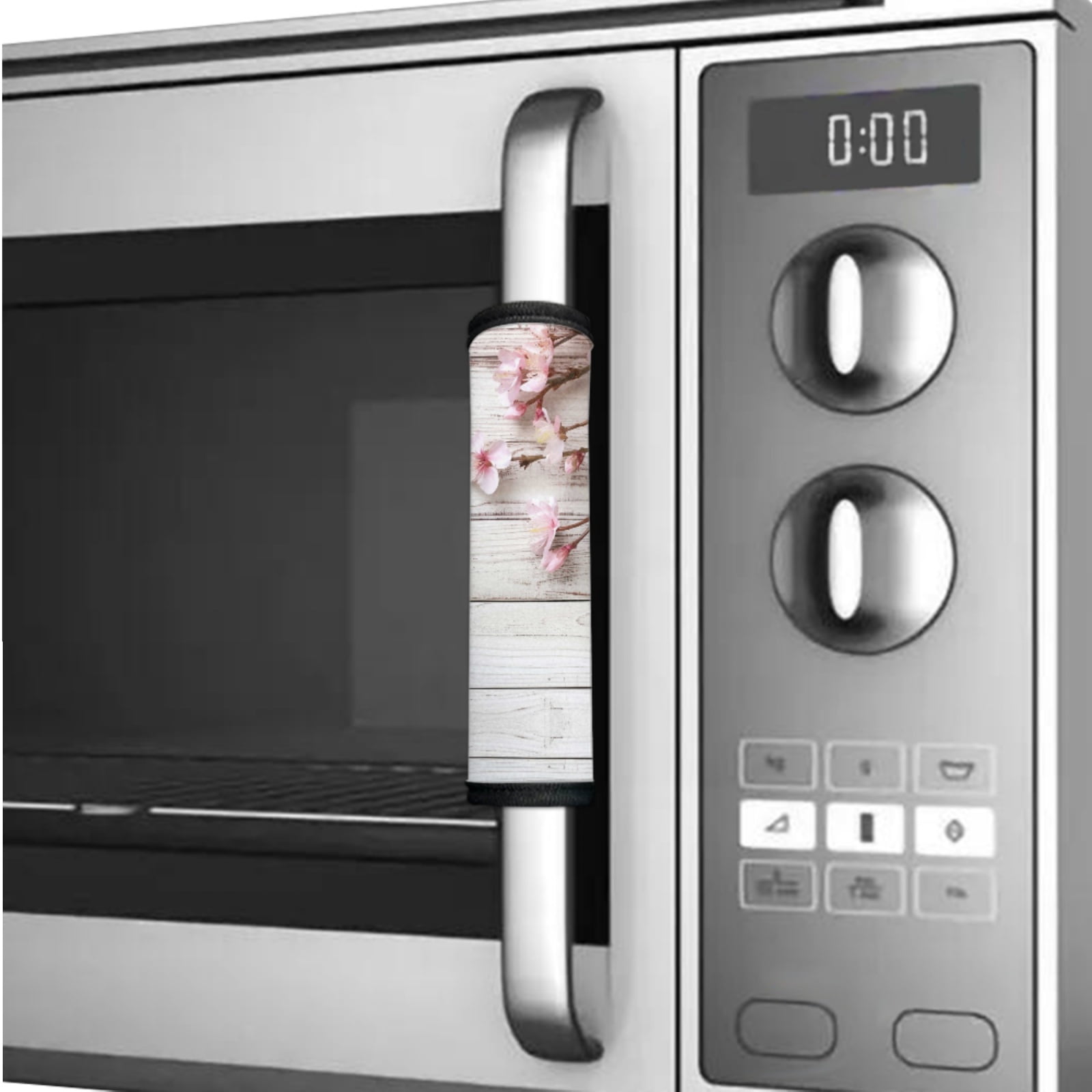 Xoenoiee 6 PCS Refrigerator Door Handle Wraps Protective Kitchen Appliance Decor Handle Covers Fit Fridge Microwave Oven Cozy Home Decor, White Wood Grain Peach Blossom