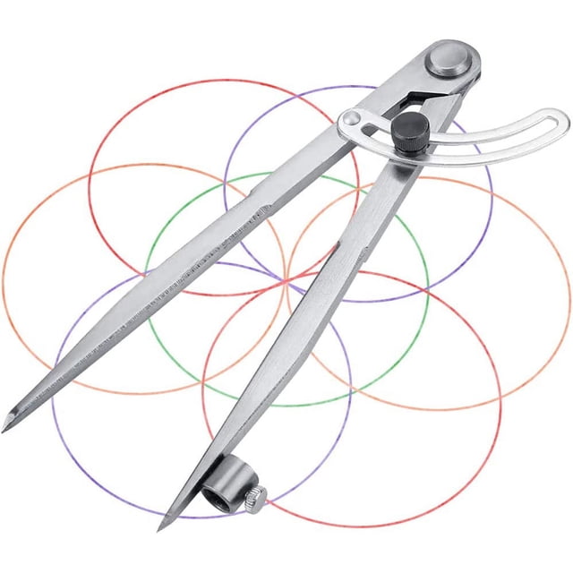 Measuring Compass, Dry Point Compass Wing Divider - Industrial Marking Gauge, Large Professional Compass Point Compass with Wing and Pencil Holder for Woodworker/Drawing/Leatherworking(20cm)