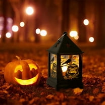 Anhility Halloween Mini Lanterns LED Small Lanterns Decorative Halloween Hanging Lantern Decorative Candle Lanterns Farmhouse Decor for Weddings Western Camping Party Decorations, 4.13x2.16x2.16in