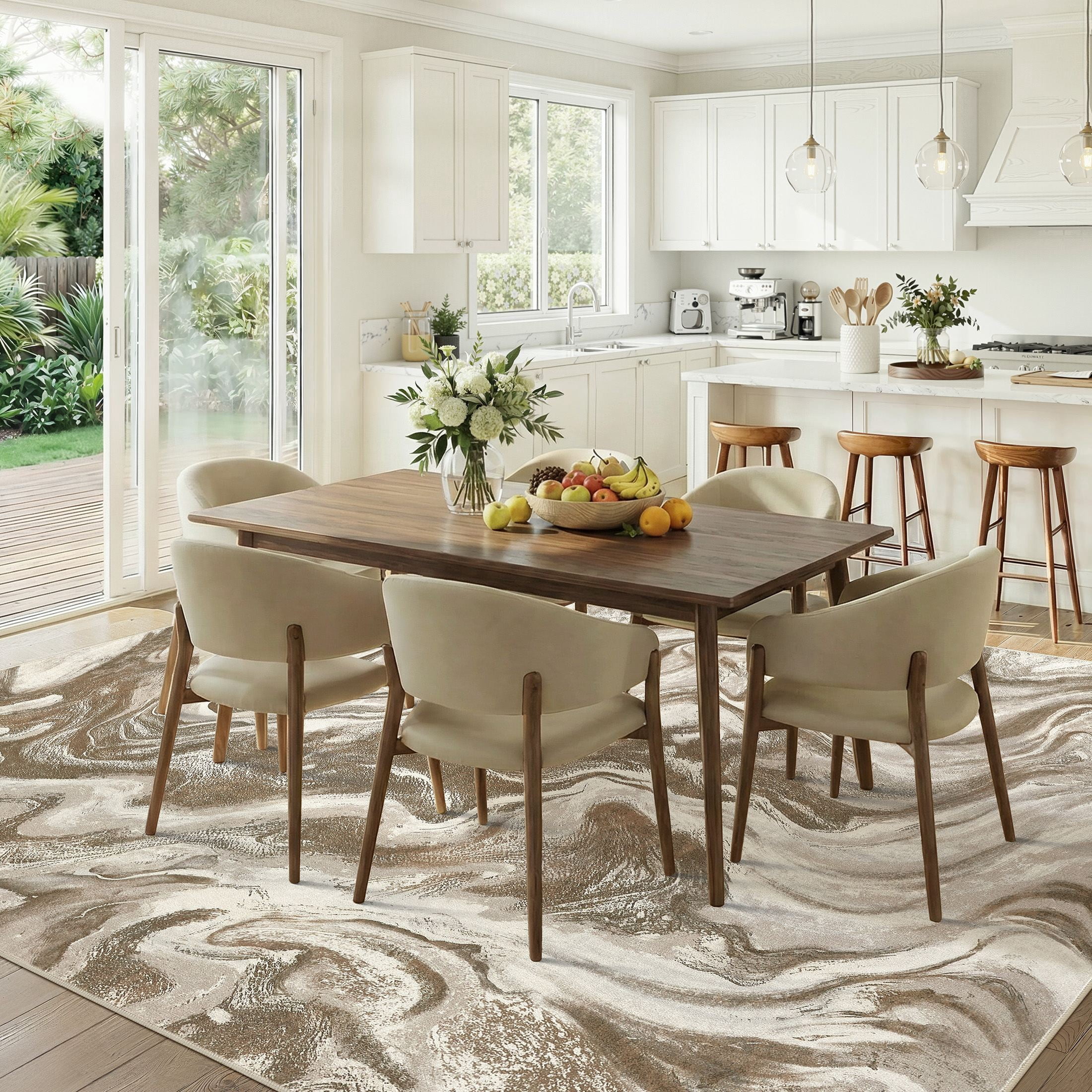 UERMEI 10'x12' Area Rugs for Living Room, Washable Non-slip Soft Indoor Modern Vintage Rug for Bedroom Dining Room Office Home Decor Carpet, Golden Brown